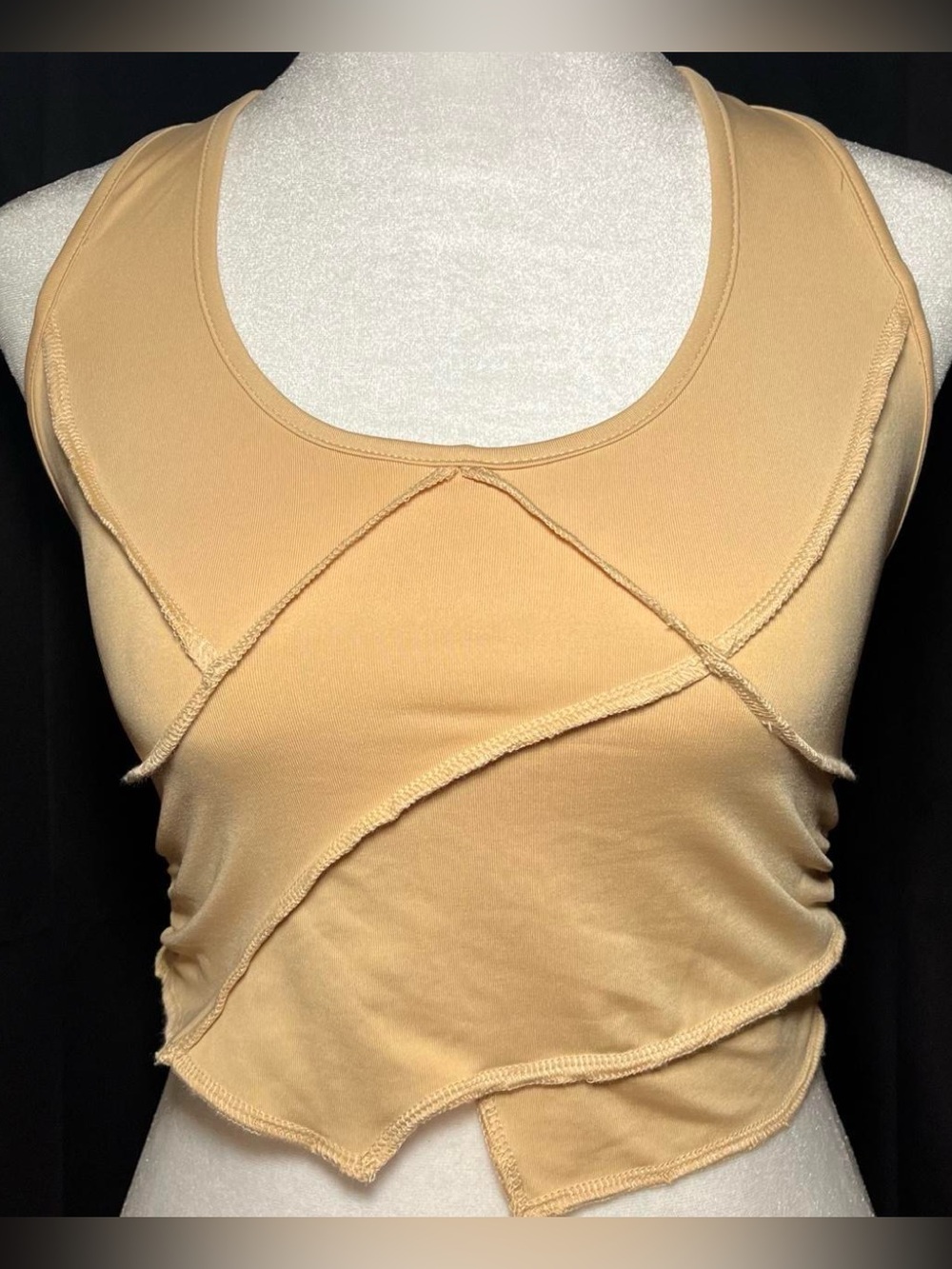 SHEIN Beige Asymmetrical Halter Crop Top